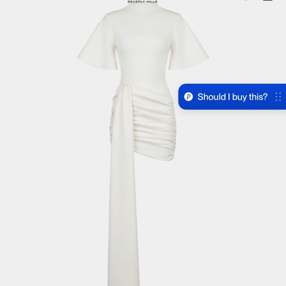 Elegant White Asymmetric Draped Mini Dress
